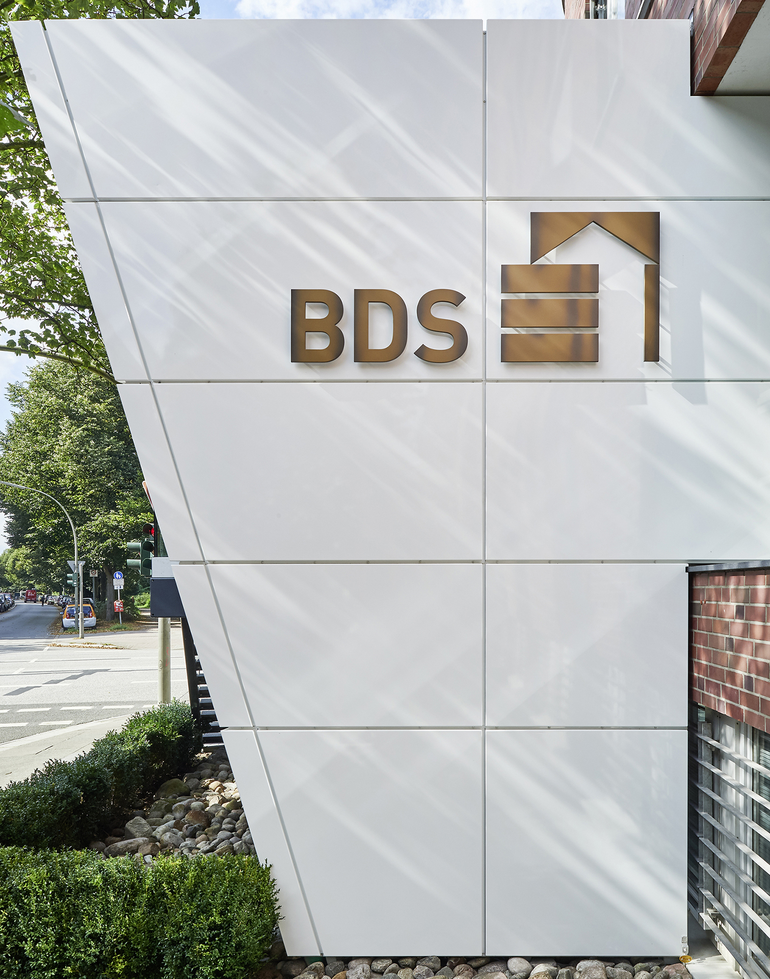Neugestaltung; Eingangsbereich; Zentrale, Bürogebäude; BDS Hamburg; SWP Architekten; Architekturfotografie; Markus Tollhopf; Fotografie; Aussenaufnahme