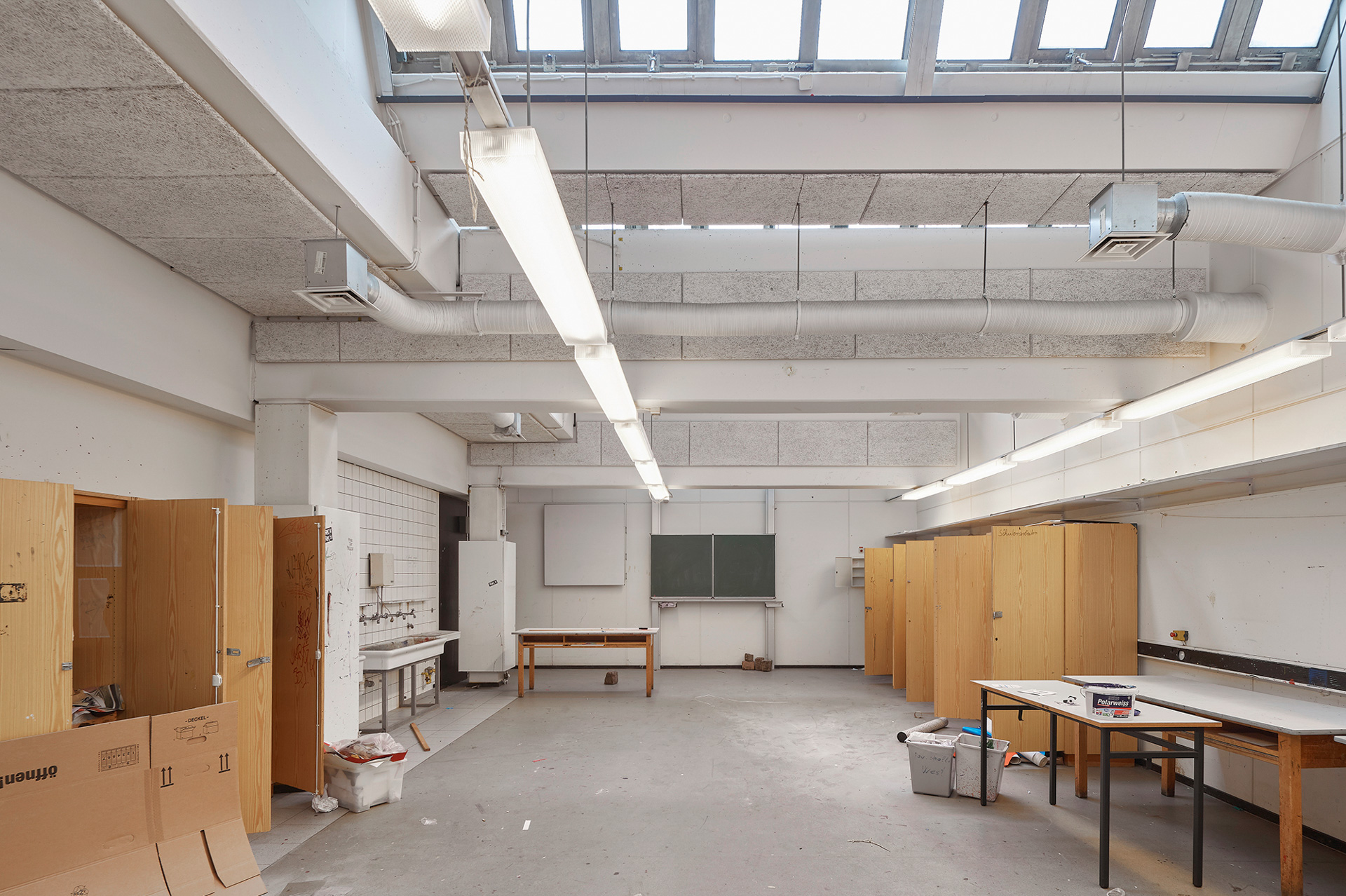 Dokumentation, Abriss; Stilllegung; Geschwister-Scholl-Gesamtschule; Hamburg-Lurup; Architekturfotografie; Markus Tollhopf; Schulbau; SBH Schulbau Hamburg; Fotografie; Innenaufnahme; Kleta Architekten