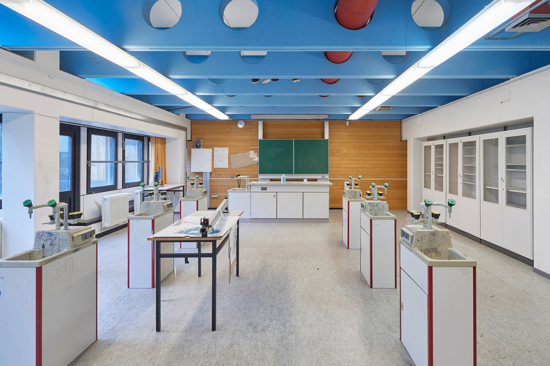 Dokumentation, Abriss; Stilllegung; Geschwister-Scholl-Gesamtschule; Hamburg-Lurup; Architekturfotografie; Markus Tollhopf; Schulbau; SBH Schulbau Hamburg; Fotografie; Innenaufnahme; Kleta Architekten